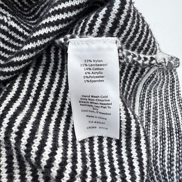 T by Talbots Cowl Neck Wool Blend Sweatshirt Size L Cream Black Striped Casual - Picture 5 of 6